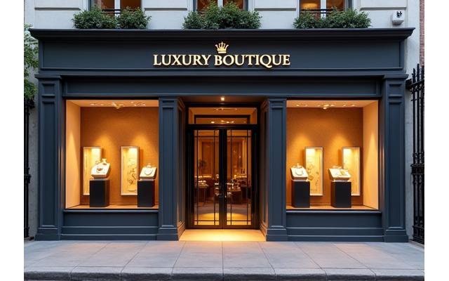 Elegant exterior of a luxury boutique in London Mayfair