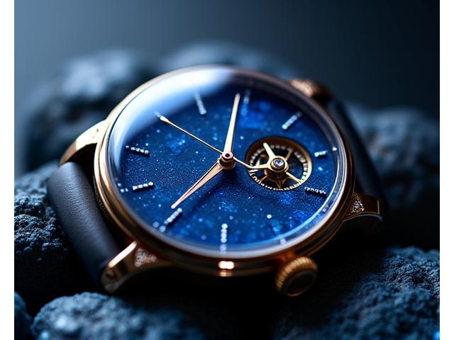 A tourbillon watch with a dial depicting a miniature celestial map, custom-painted with constellations specific to a significant date.
