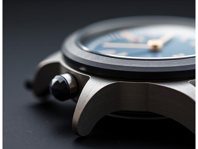 Macro shot of a luxury watch case showcasing brushed titanium, polished ceramic, and the clarity of a sapphire crystal, highlighting the meticulous craftsmanship.