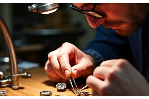 Master watchmaker delicately assembling a watch movement with specialized tools