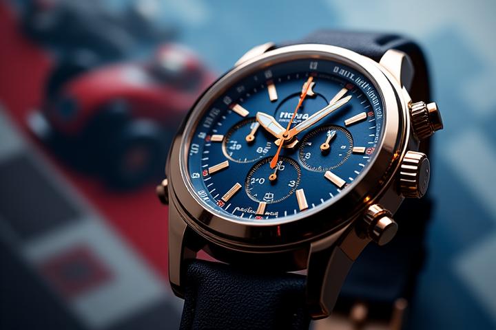 Luxury watch collaboration with a classic motorsport legend, featuring automotive-inspired design elements