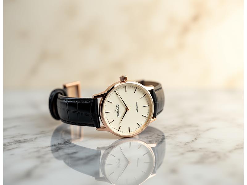 Classic men's dress watch with a minimalist white dial, slender hands, and a polished stainless steel case