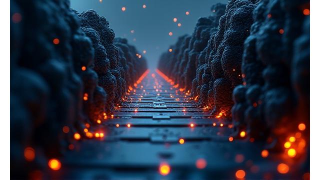 Stylized abstract representation of a digital fortress or firewall, illustrating robust cybersecurity.